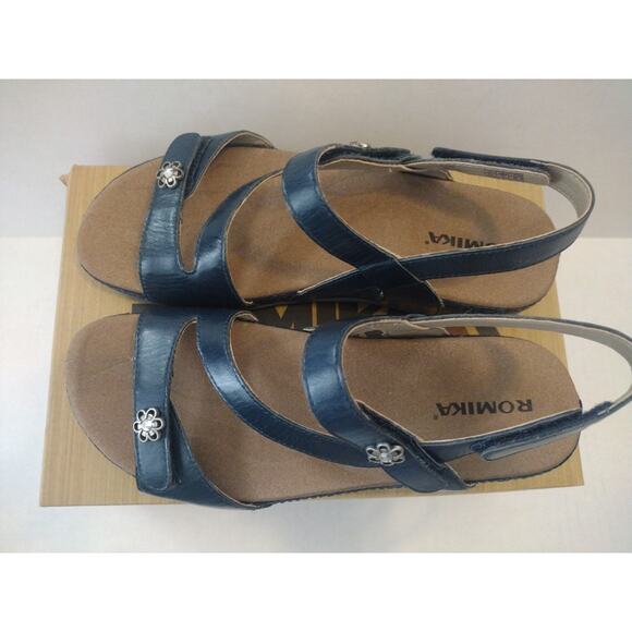Romika Blue (Jeans)Leather Adjustable Slingback Sandals Fidschi US 6-6.5/EU 37 - Picture 12 of 13
